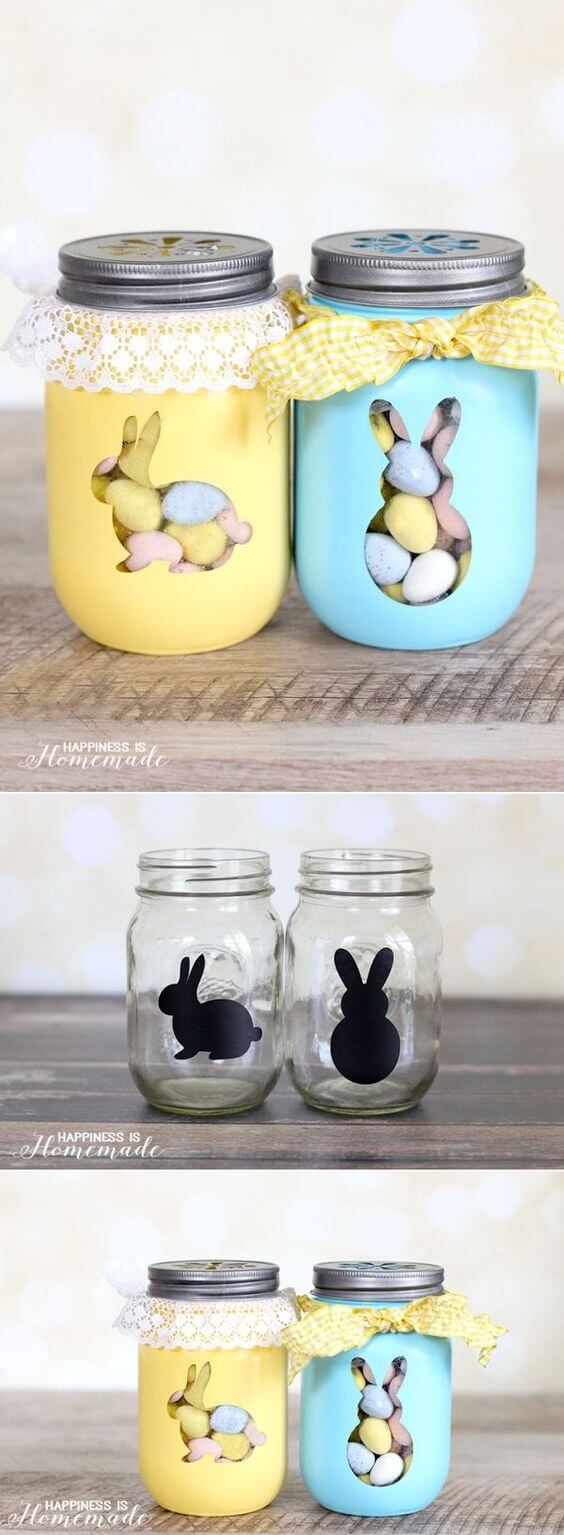 Easter Bunny Mason Jar Candy Favors