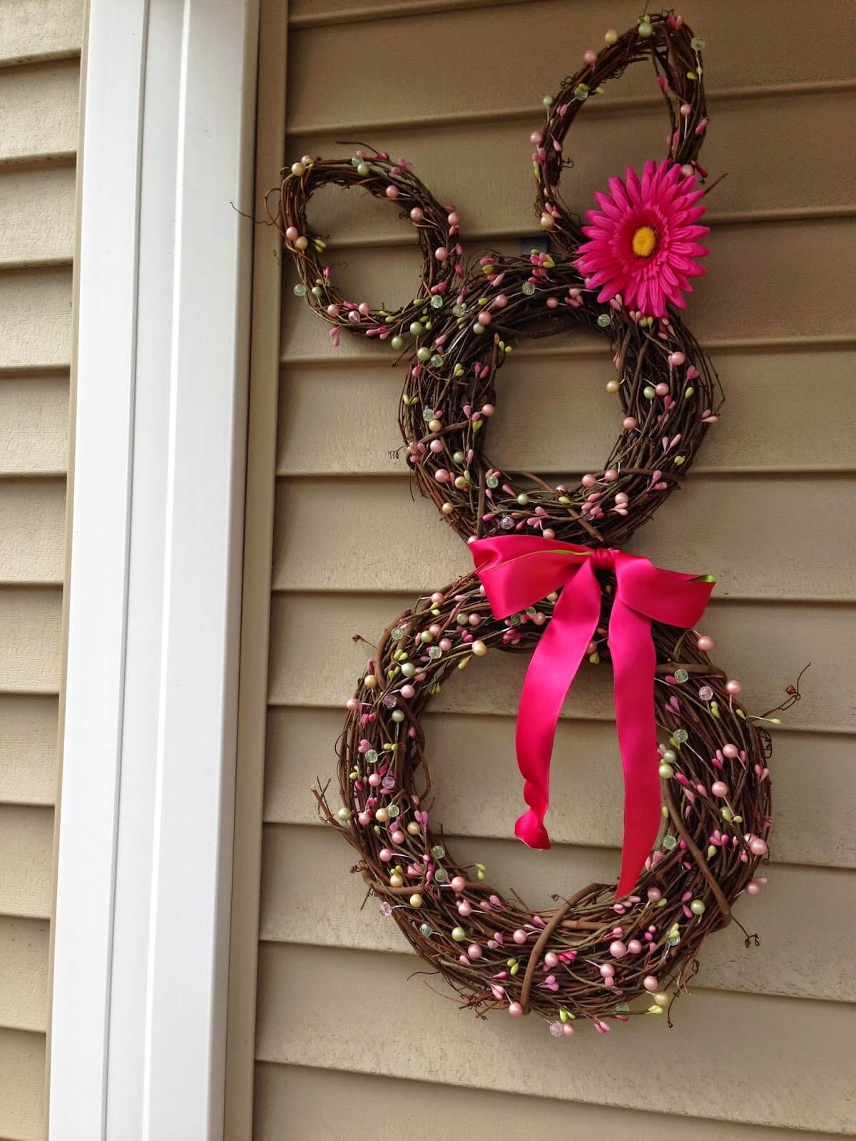 Springtime Bunny Grapevine Wreath Decoration