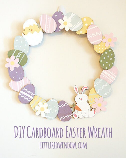 Adorable DIY Cardboard Easter Wreath